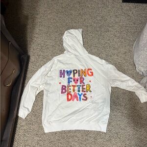 White Graphic Hoodie with Colorful Lettering